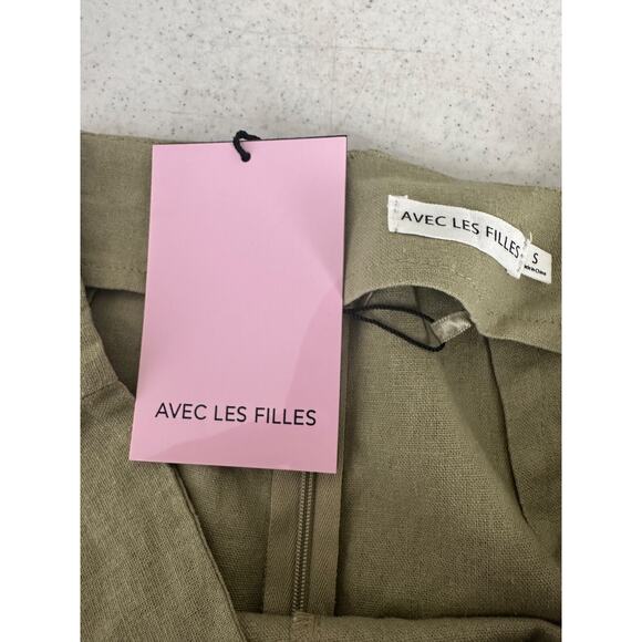 NEW Avec Les Filles Linen Blend Wide Leg Pants Sage Green Size S Lagenlook B15 - Picture 6 of 9